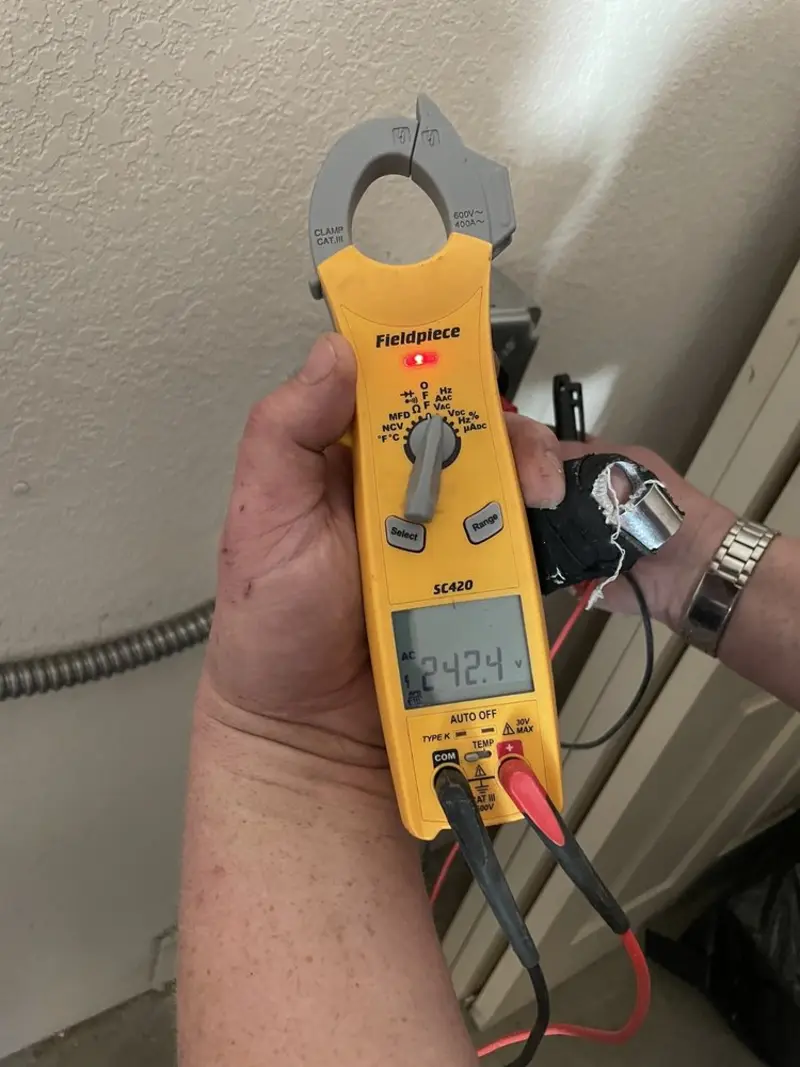 Voltage testing with clamp meter during Generator Installation in Windcrest